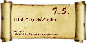 Tibély Sándor névjegykártya